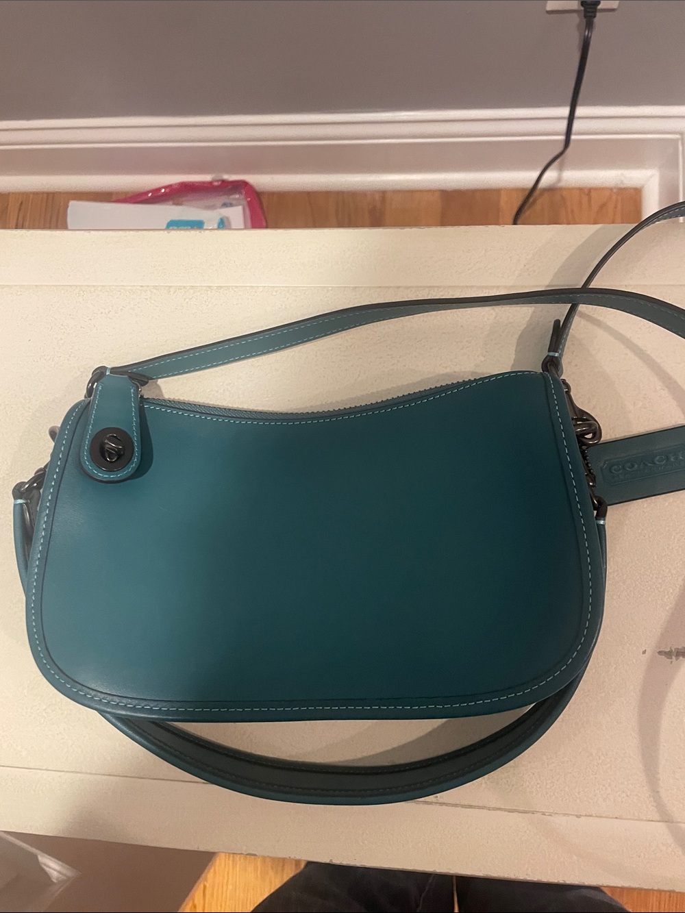 Coach Teal Shoulder Bag with Adjustable Strap